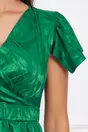 Rochie Moze verde din satin cu imprimeu discret si crepeu