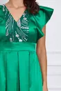 Rochie Moze verde din tafta cu paiete la bust