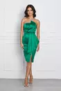 Rochie Moze verde din tafta cu peplum in talie