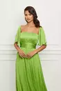 Rochie Moze verde lime lunga din voal satinat