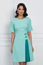 Rochie Moze verde mint cu nasturi pe fusta si insertie in voal