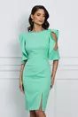 Rochie Moze verde pastel cu volane la maneci