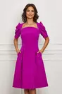 Rochie Moze violet cu pliuri pe fusta