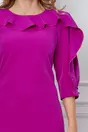 Rochie Moze violet cu volanase la decolteu si maneci