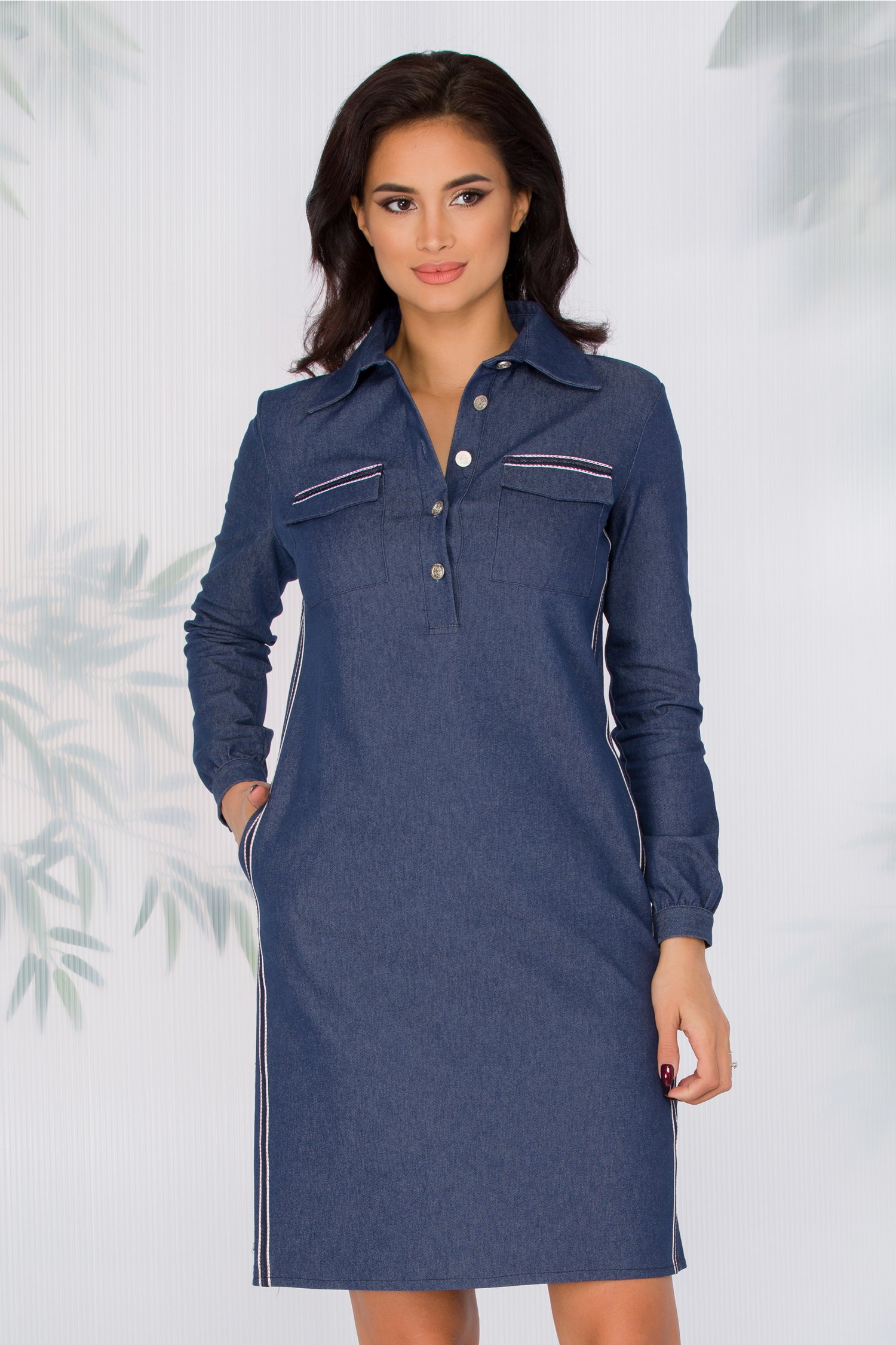 Rochie Myah albastra cu aspect din denim