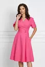 Rochie Natalia fucsia cu nasturi in talie