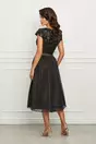 Rochie eleganta din tull neagra cu broderie la bust si funda in talie