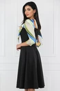 Rochie neagra cu imprimeu verde fistic si funda la bust, 2, dyfashion.ro