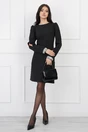 Rochie neagra cu strasuri la maneci