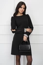 Rochie neagra cu strasuri la maneci