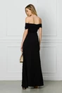 Rochie neagra lunga cu trandafir in talie