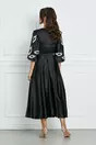 Rochie Nicole neagra cu strasuri pe maneci si curea in talie