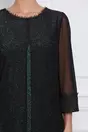 Rochie Nicoleta verde din lurex cu capa din voal negru