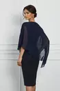 Rochie Nora bleumarin cu capa din voal si strasuri discrete