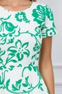 Rochie Oana alba cu imprimeu floral verde