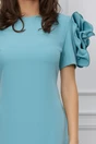 Rochie office bleu cu flori maxi pe maneci
