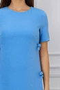 Rochie office albastra cu funde pe laterale
