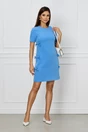 Rochie office albastra cu funde pe laterale