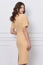 Rochie office crem cu floare maxi pe bust