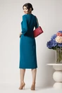 Rochie office din triplu voal verde cu accesoriu in talie