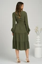 Rochie office din crep kaki cu volan la baza