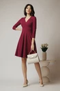 Rochie office din crep magenta cu bust petrecut