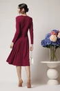 Rochie office din crep magenta cu fundite pe bust
