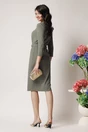 Rochie office din jerse kaki cu model si cordon in talie