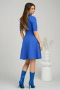 Rochie office din stofa albastra cu funda la bust