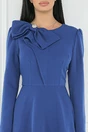 Rochie office din stofa albastra cu funda maxi la bust