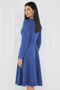 Rochie office din stofa albastra cu funda maxi la bust