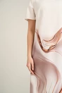 Rochie office din stofa bej cu imprimeu maro