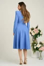 Rochie office din stofa bleu cu nasturi la bust