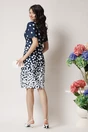 Rochie office din stofa bleumarin cu buline