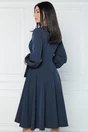 Rochie office din stofa bleumarin cu funda in talie