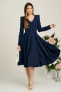 Rochie office din stofa bleumarin cu nasturi la bust