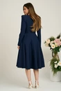 Rochie office din stofa bleumarin cu nasturi la bust