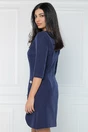 Rochie office din stofa bleumarin cu nasturi pe fusta