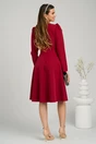 Rochie office din stofa bordo cu funda maxi la bust