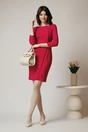 Rochie office din stofa fucsia cu accesoriu discret