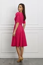 Rochie office din stofa fucsia cu funda pe umar