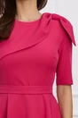 Rochie office din stofa fucsia cu funda pe umar