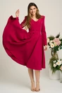 Rochie office din stofa fucsia cu nasturi la bust