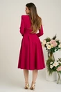 Rochie office din stofa fucsia cu nasturi la bust