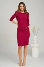 Rochie office din stofa fucsia cu nasturi pe fusta