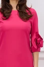 Rochie office din stofa fucsia cu trandafiri la baza manecilor