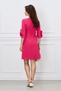 Rochie office din stofa fucsia cu trandafiri la baza manecilor