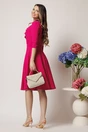 Rochie office din stofa fucsia cu volan maxi pe bust