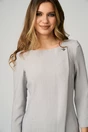 Rochie office din stofa gri cu accesoriu discret