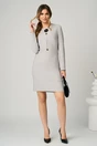 Rochie office din stofa gri cu accesoriu si nasturi